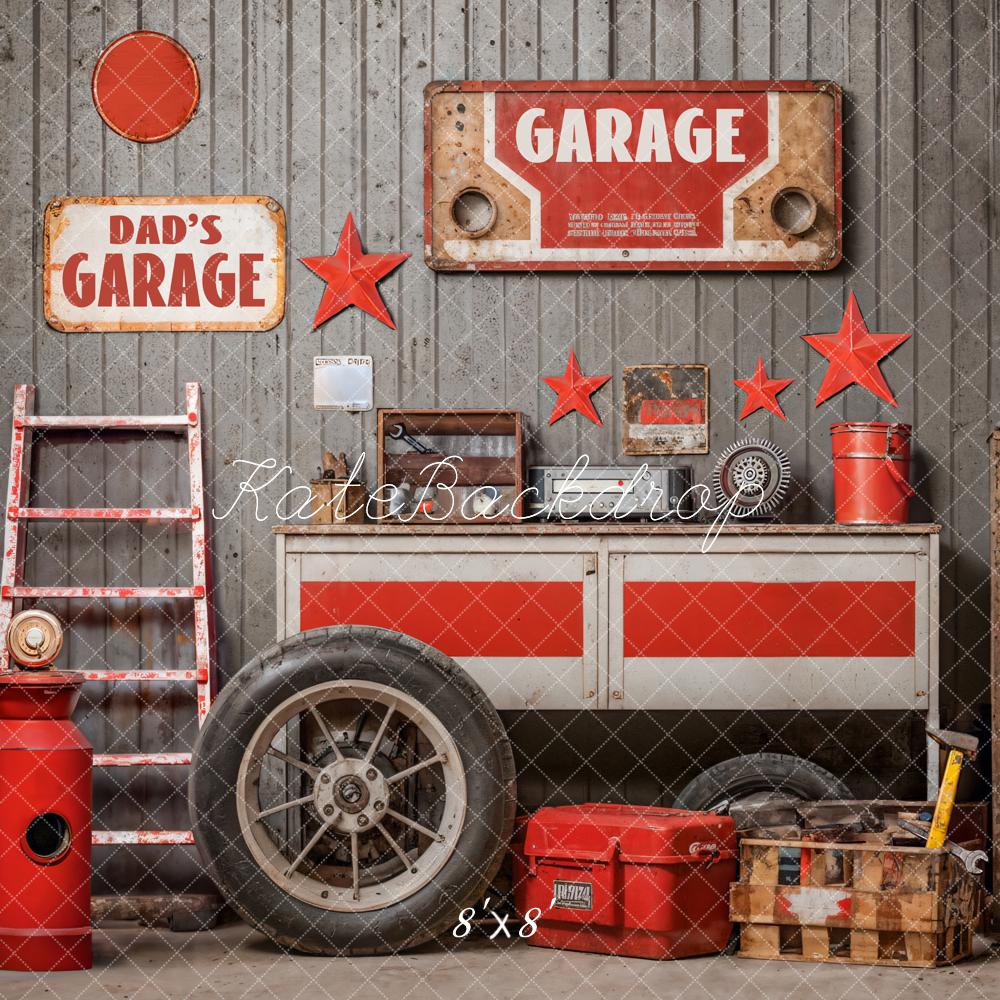 Kate Father's Day Red Star Tool Garage Backdrop Designed by Emetselch