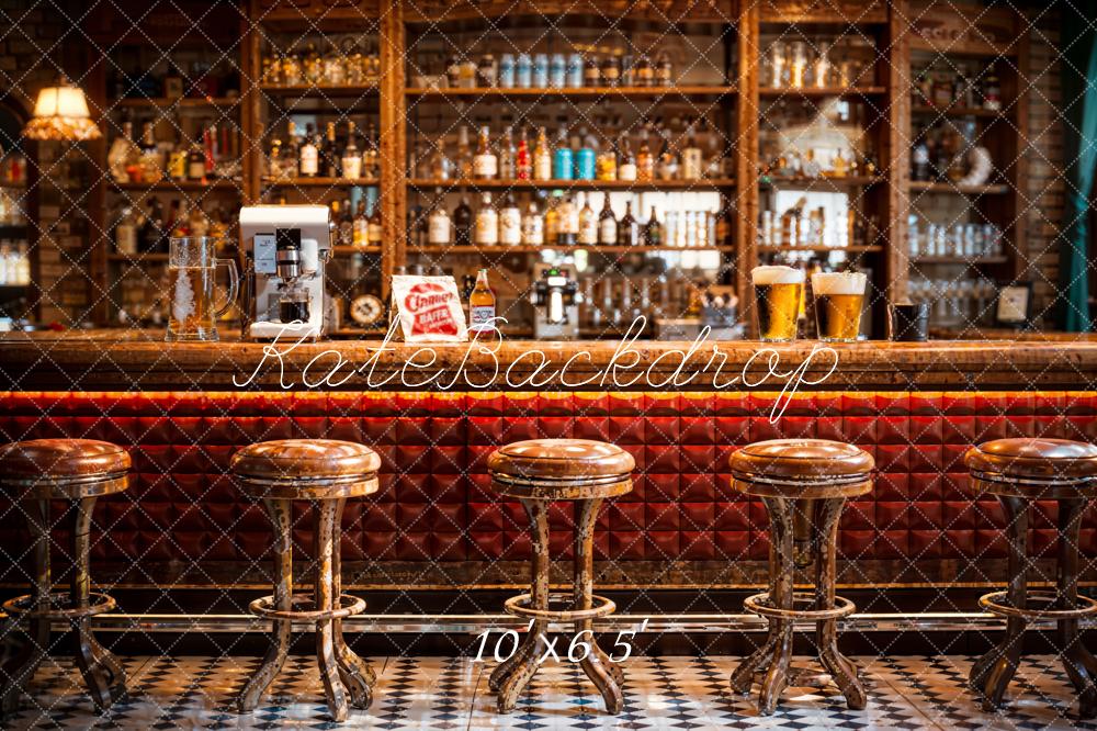 Kate Retro Brown Large Bar Counter Coffee Maker Beer Stool Backdrop Designed by Emetselch