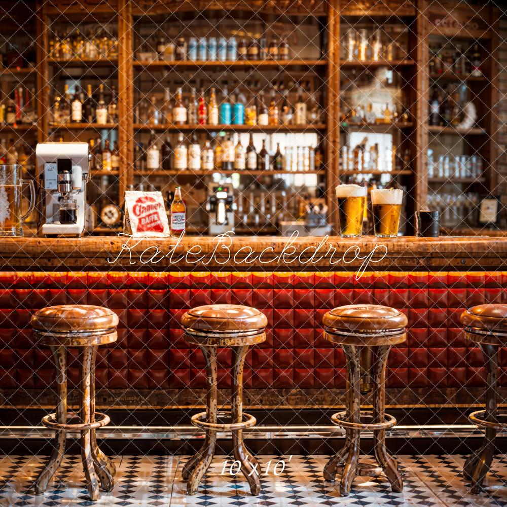 Kate Retro Brown Large Bar Counter Coffee Maker Beer Stool Backdrop Designed by Emetselch