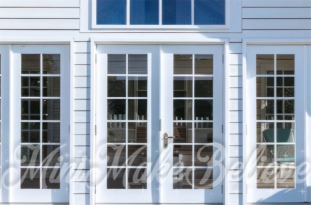 Kate Outdoor White Sophisticated Pool House Backdrop Designed by Mini MakeBelieve