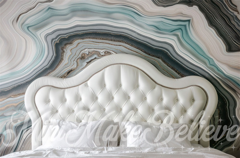 Kleurrijke Marmeren Muur Wit Hoofdeinde Foto Achtergrond Ontworpen door Mini MakeBelieve.