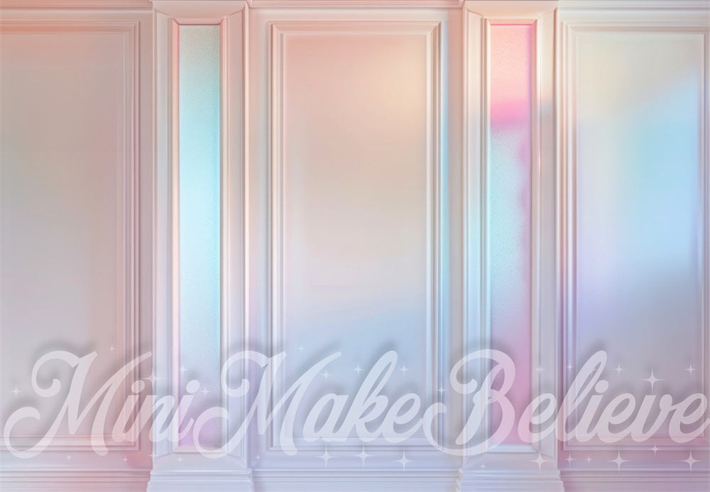 Kate Irridescent Pink Striped Wall Backdrop Designed by Mini MakeBelieve