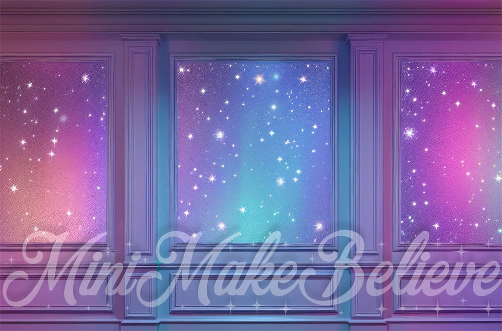 Kate Purple Colorful Starlight Sparkle Striped Wall Backdrop Designed by Mini MakeBelieve