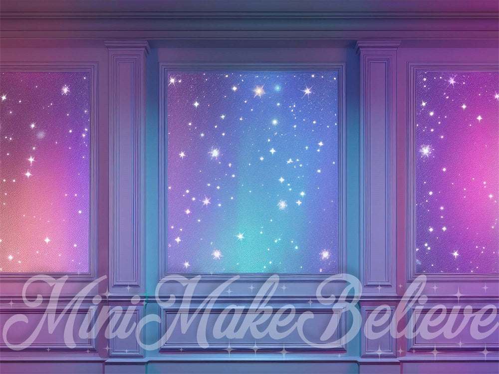 Kate Purple Colorful Starlight Sparkle Striped Wall Backdrop Designed by Mini MakeBelieve