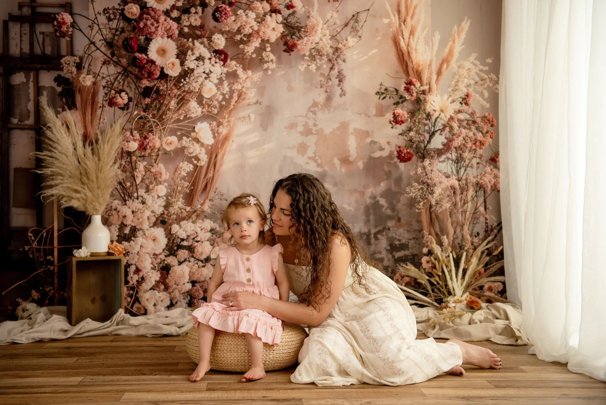 Kate Mother's Day Boho colorful Reed Flowers Arch Printed Backdrop Designed by Emetselch