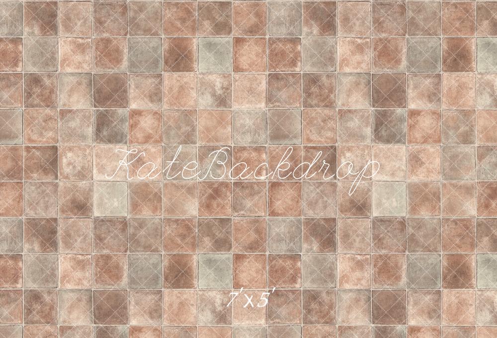 Retro Donkerbruin Grijs Geruite Vloer Foto Achtergrond Ontworpen door Kate Afbeelding