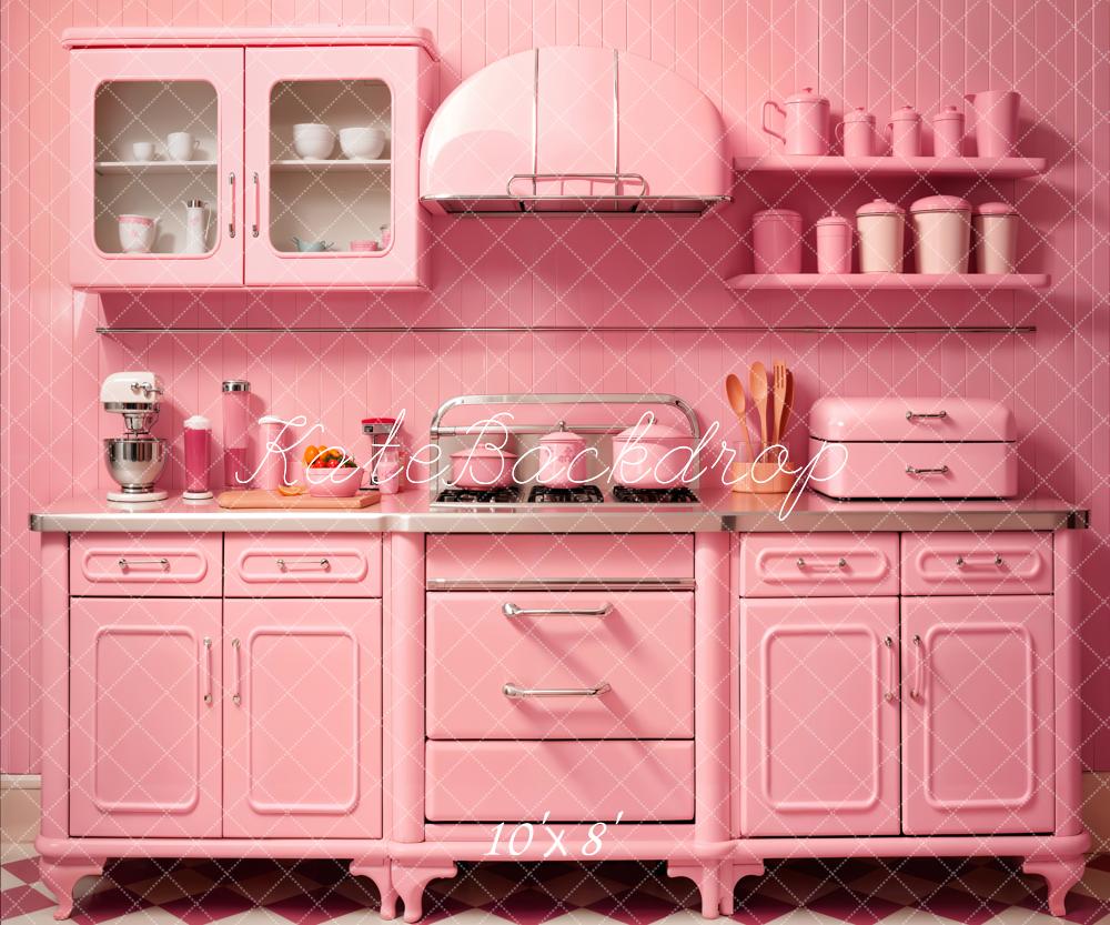 Kate Pink Modern Kitchen Backdrop Designed by Chain Photography