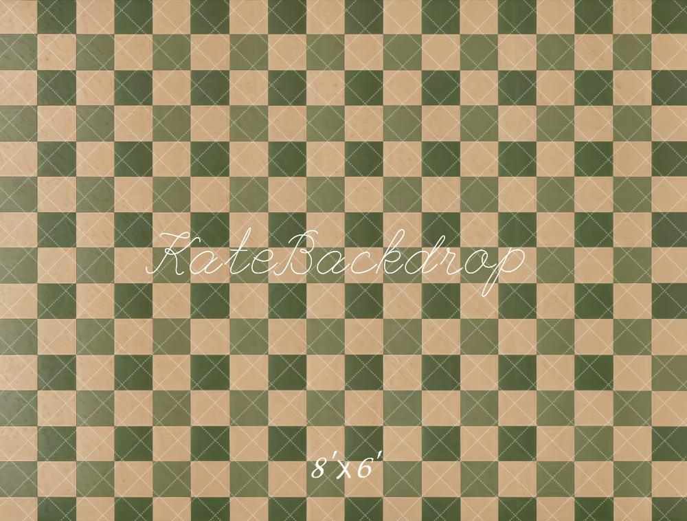 Kate Vintage Beige and Green Plaid Floor Backdrop Designed by Kate Image