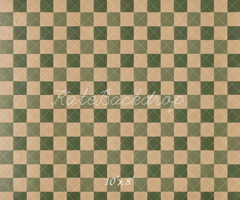 Kate Vintage Beige and Green Plaid Floor Backdrop Designed by Kate Image