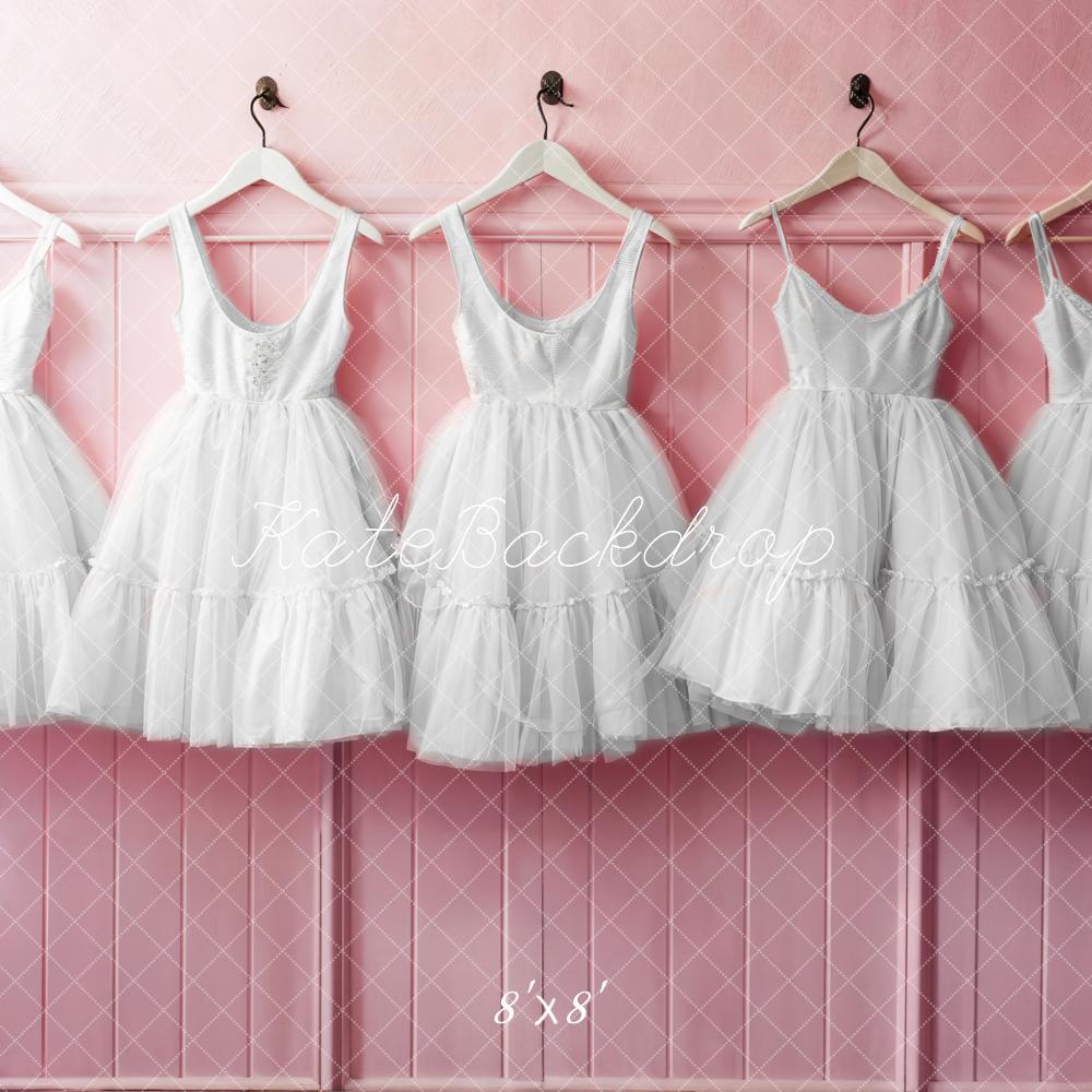 Kate White Ballet Dance Dress Pink Striped Wall Backdrop Designed by Emetselch