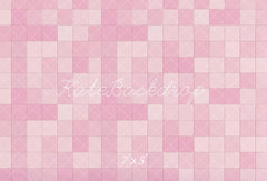 Retro Roze en Witte Gradiënt Plaid Vloer Foto Achtergrond Ontworpen door Kate Afbeelding