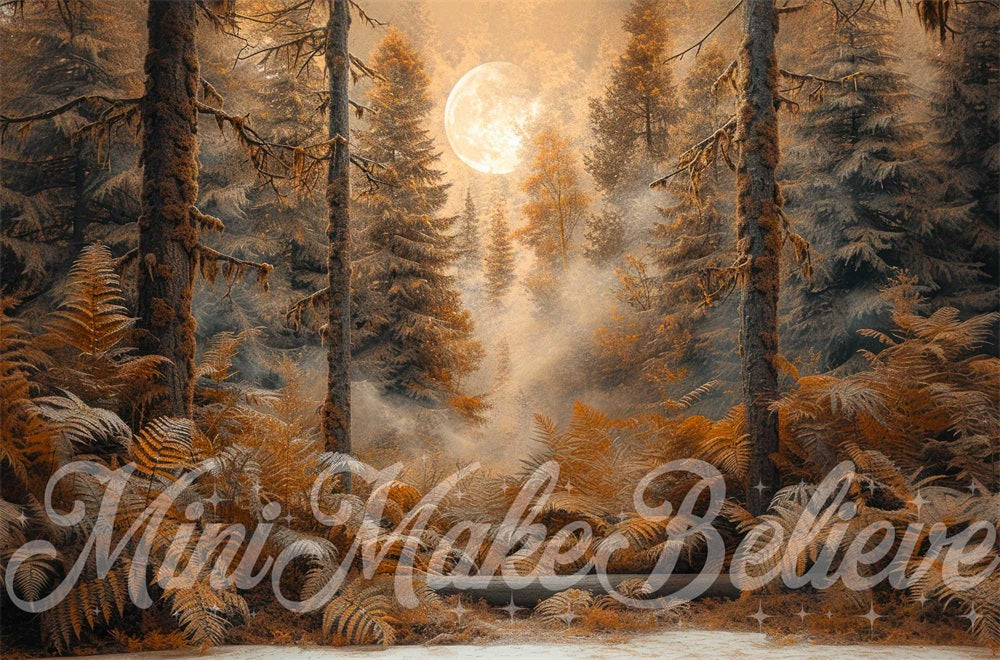 Kate Autumn Sunset Brown Pine Forest Wood Backdrop Designed by Mini MakeBelieve