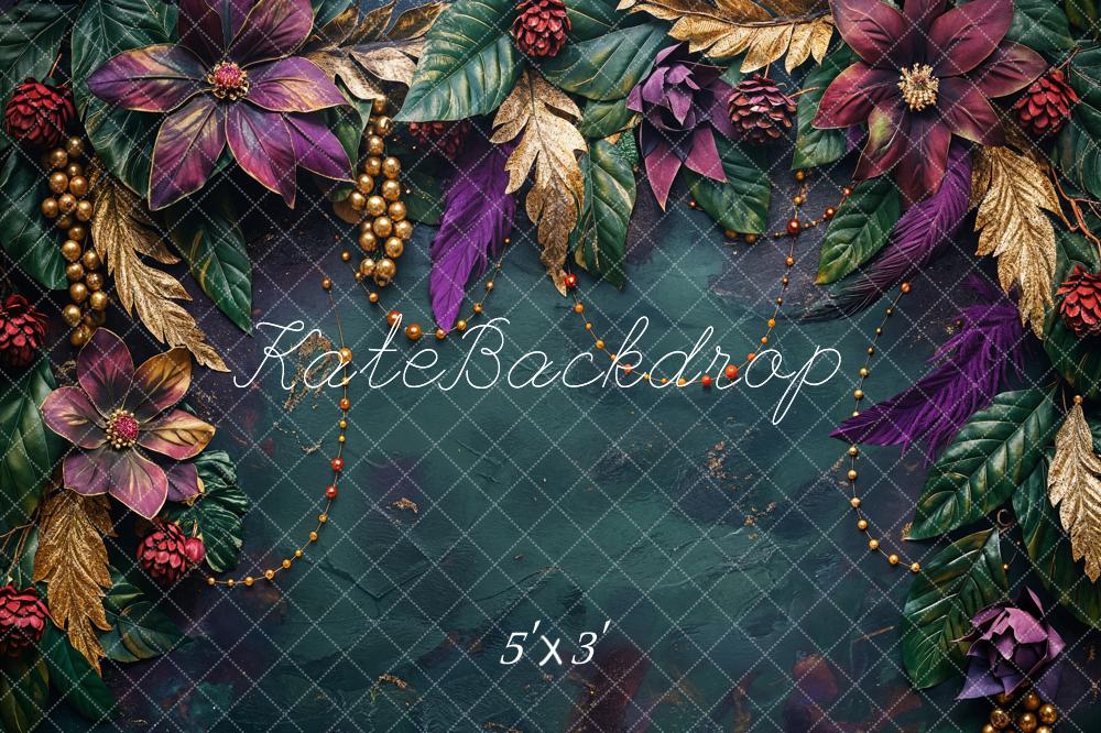 Carnaval Fijne Kunst Paars Bloem Donkergroen Abstracte Textuur Foto Achtergrond Ontworpen door Chain Photography