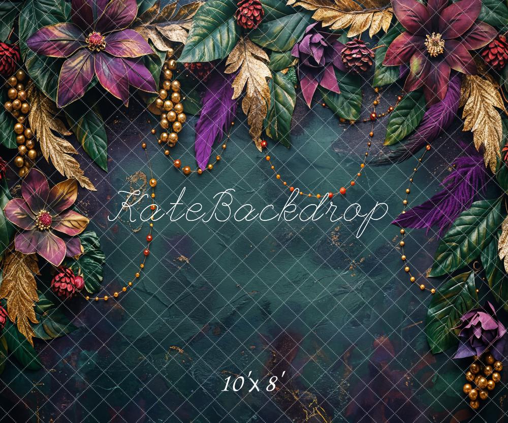 Carnaval Fijne Kunst Paars Bloem Donkergroen Abstracte Textuur Foto Achtergrond Ontworpen door Chain Photography