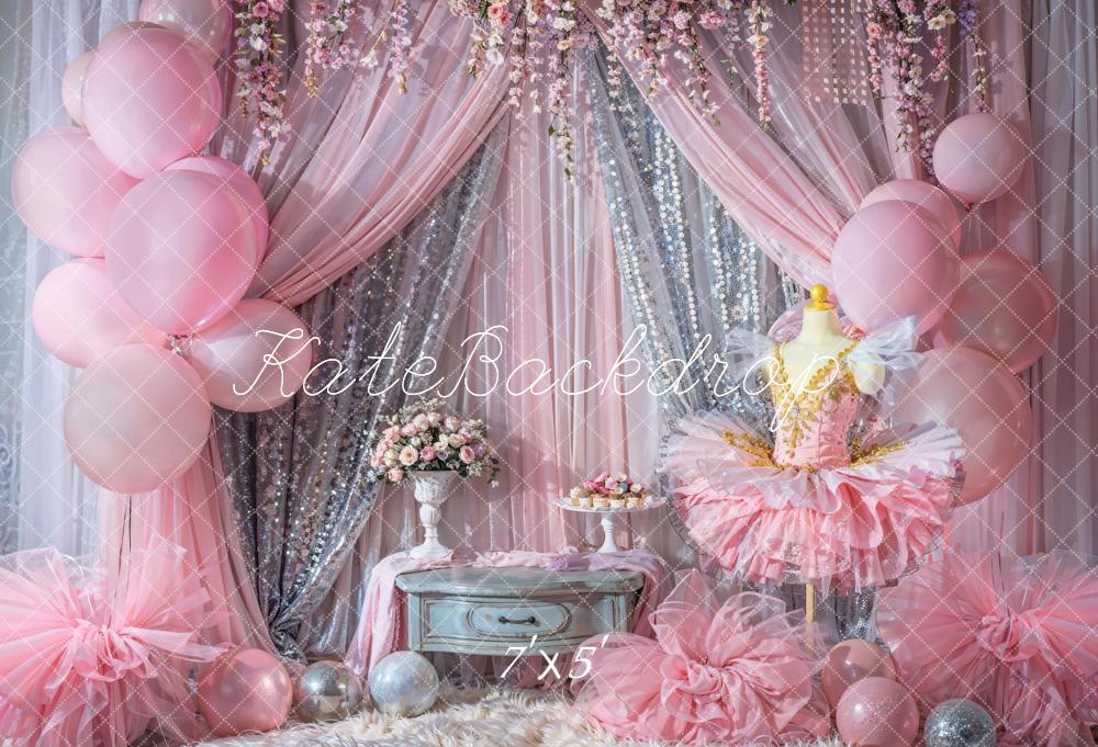 Lightning Deal #2 Kate Colorful Flower Silver and Pink Balloon Bokeh Glitter Curtain Ballet Dress Backdrop Designed by Emetselch, 7x5ft(2.2x1.5m) Lightning Deal #2 Kate Colorful Flower Silver and Pink Balloon Bokeh Glitter Curtain Ballet Dress Backdrop Designed by Emetselch, 7x5ft(2.2x1.5m)