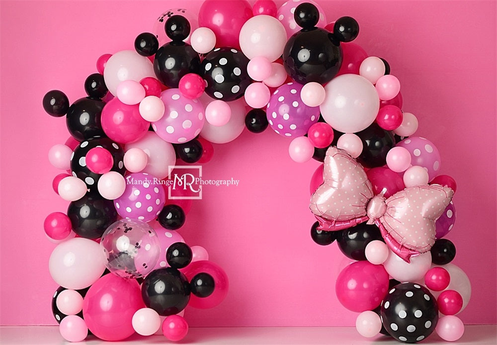 Kate Cartoon Mouse Colorful Balloon Arch Pink Wall Backdrop Designed by Mandy Ringe Photography