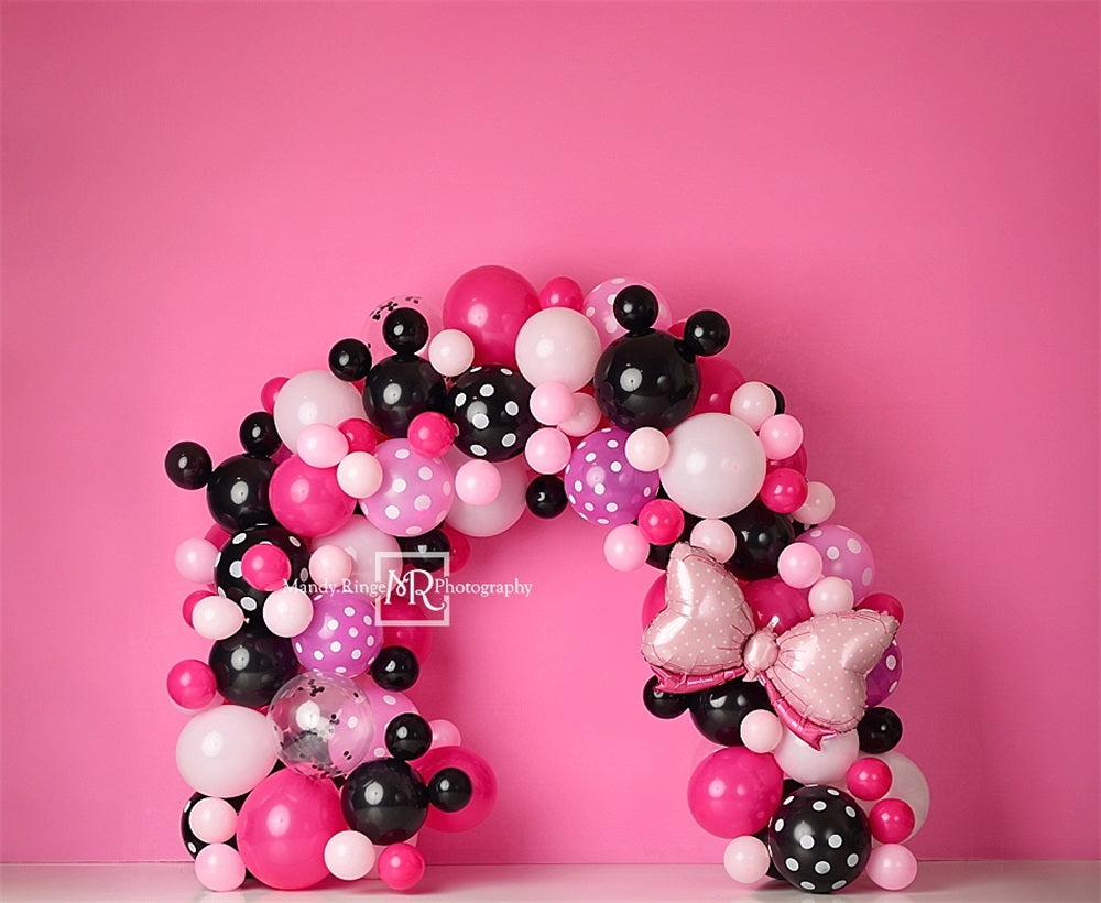 Kate Cartoon Mouse Colorful Balloon Arch Pink Wall Backdrop Designed by Mandy Ringe Photography
