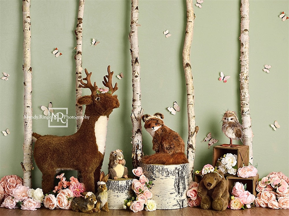 Primavera rosa albero farfalla fiore cartone foresta dettaglio animali creato da Mandy Ringe Photography.