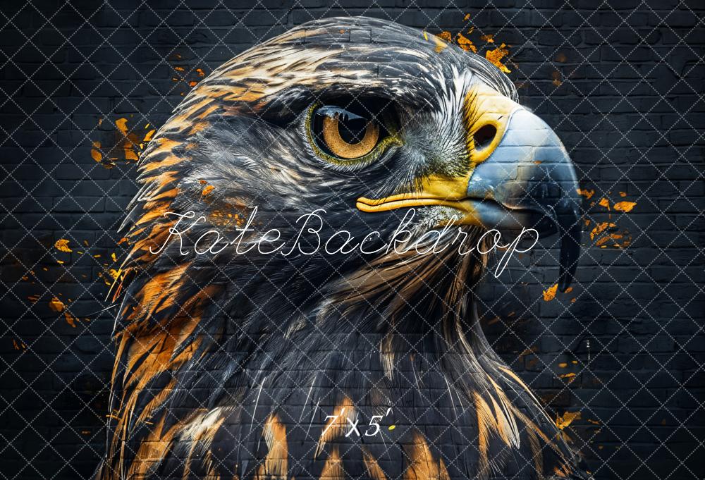 Kate Vintage Cool Fierce Graffiti Falcon Black Brick Wall Backdrop Designed by Chain Photography