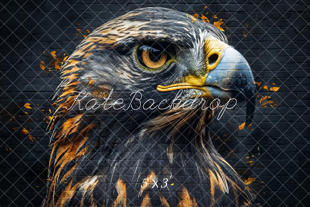 Kate Vintage Cool Fierce Graffiti Falcon Black Brick Wall Backdrop Designed by Chain Photography