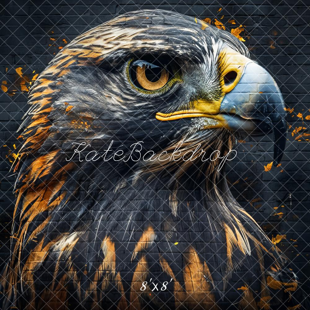 Kate Vintage Cool Fierce Graffiti Falcon Black Brick Wall Backdrop Designed by Chain Photography