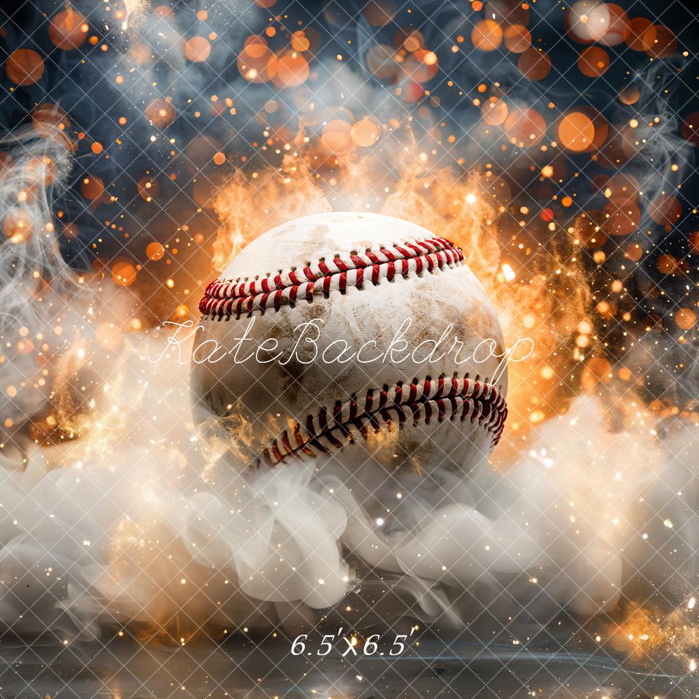 Bokeh Sport Hot Fire White Smoke Burning Baseball Foto Achtergrond Ontworpen door GQ