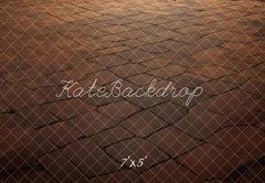 Kate Retro Dark Brown Plaid Floor Printed Backdrop Designed by Kate Image