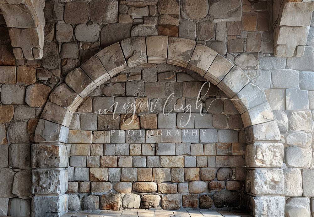 Fondo de pared de arco de piedra marrón retro diseñado por Megan Leigh Photography