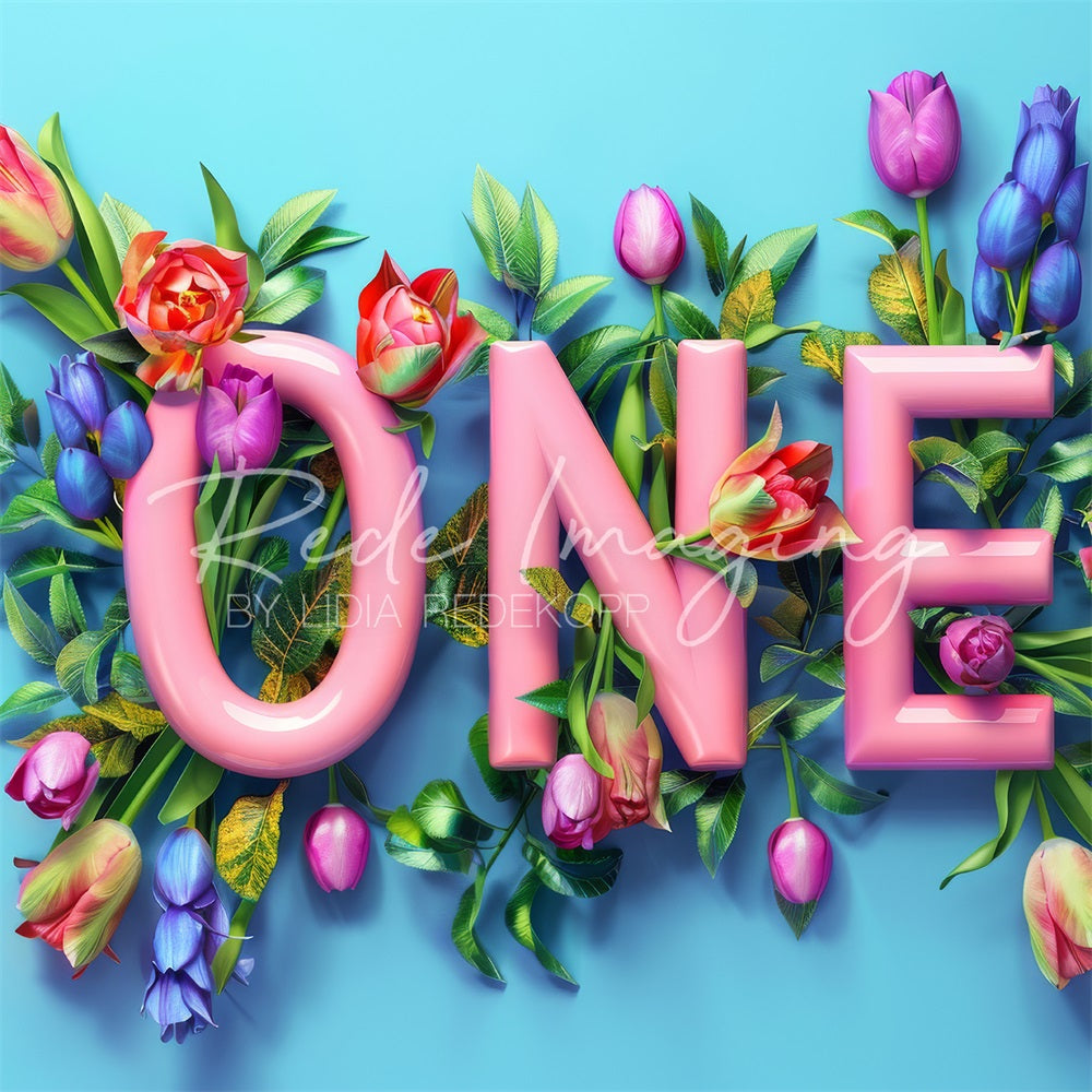 Kate Fine Art Colorful Tulip Flower Pink One Sign Backdrop Designed by Lidia Redekopp