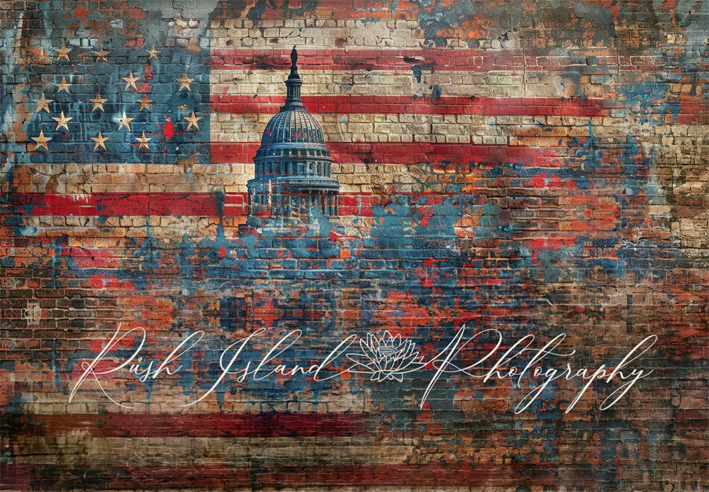 Kate Independence Day Colorful Graffiti Capital City Broken Brick Wall Backdrop Designed by Laura Bybee