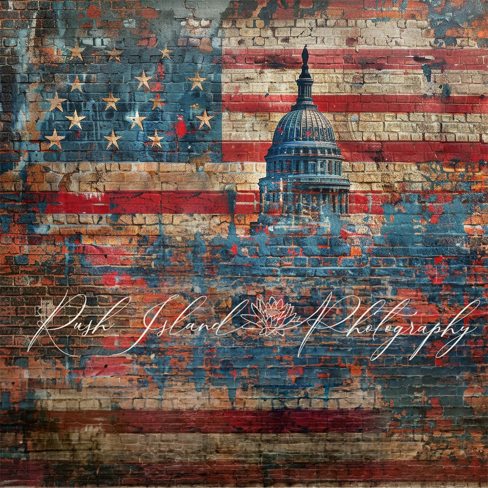 Kate Independence Day Colorful Graffiti Capital City Broken Brick Wall Backdrop Designed by Laura Bybee