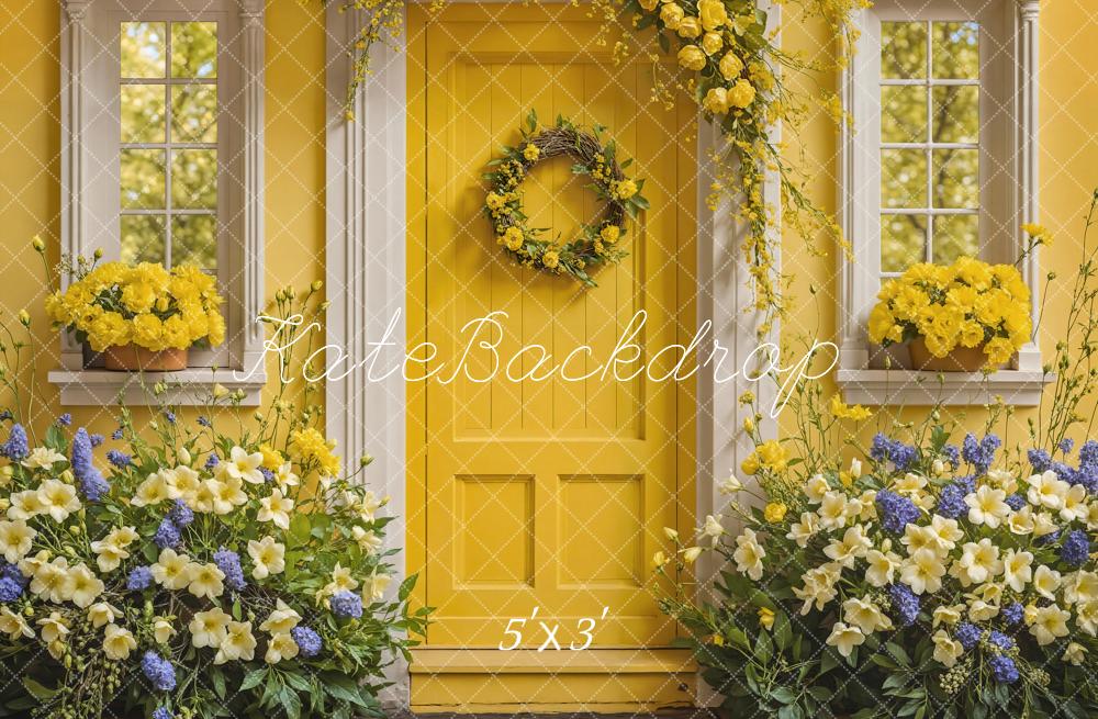 Kate Mother's Day Fine Art Flower Yellow and White Wooden Door House Backdrop Designed by Emetselch