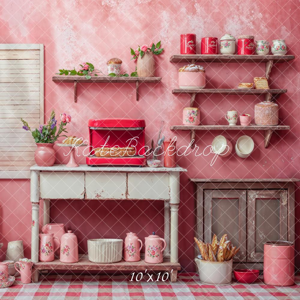 Kate Fantasy Doll Pink Flower Broken Kitchen Backdrop Designed by Chain Photography