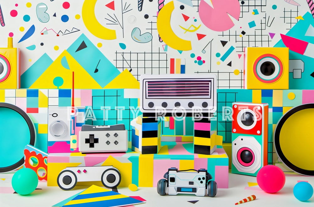 Kate Retro Colorful Abstract Pattern Wall Backdrop Designed by Patty Robert