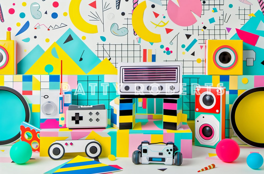 Kate Retro Colorful Abstract Pattern Wall Backdrop Designed by Patty Robert