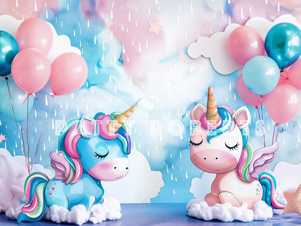 Fantasy Cartoon Kleurrijke Ballon Eenhoorn Graffiti Muur Foto Achtergrond Ontworpen door Patty Robert.