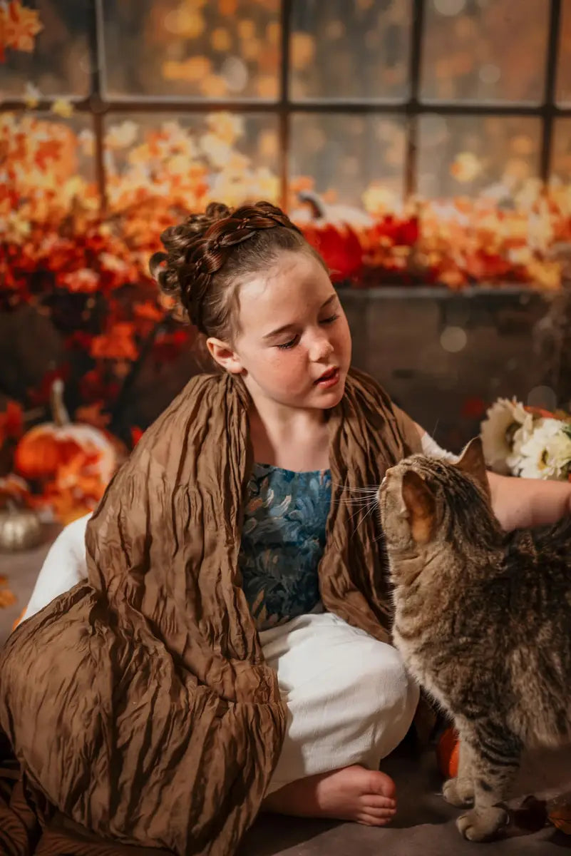 Kate Autumn Pumpkin Red Maple Leaf Arch Window Barn Forest Backdrop Designed by Emetselch