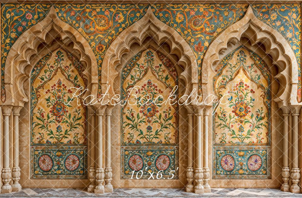 Arte Fino Retro de Colores Florales Arco de Fondo de Pared Diseñado por Chain Photography