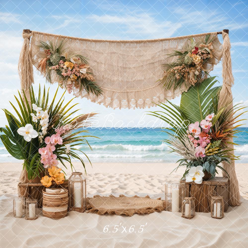 Kate Summer Boho Sea Beach Wedding Colorful Floral Door Backdrop Designed by Emetselch