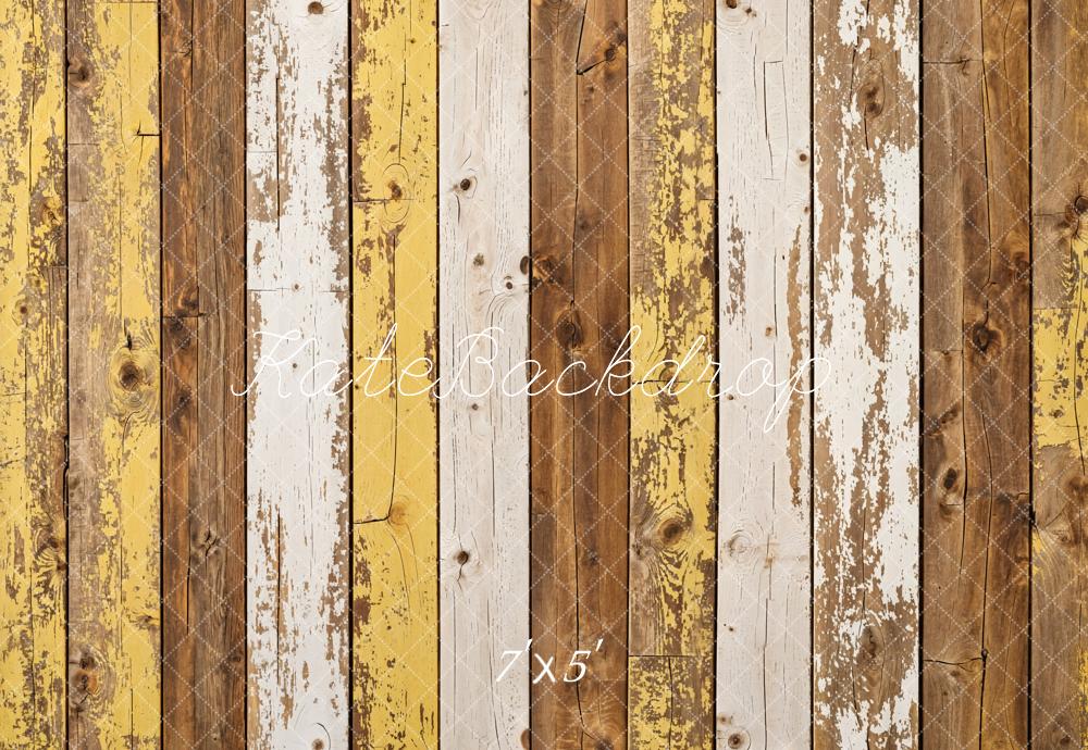 Kate Retro Shabby Striped Wood Floor Backdrop Designed by Kate Image