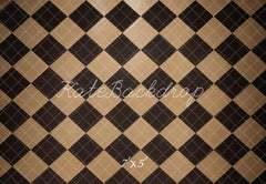 Kate Vintage Black and Brown Plaid Floor Printed Backdrop Designed by Kate Image