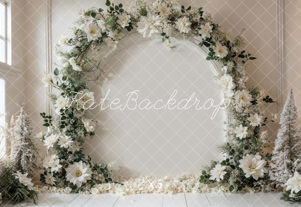 Kate Winter White Flower Arch Wall Backdrop Designed by Emetselch