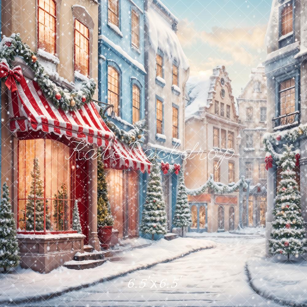 Fondo de calle de la nieve blanca de invierno de Navidad diseñado por Chain Photography