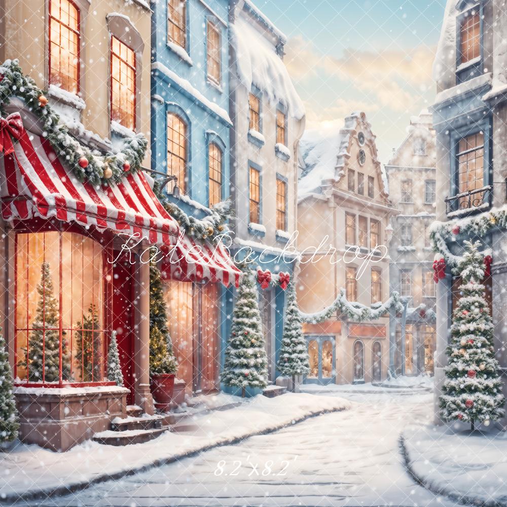 Fondo de calle de la nieve blanca de invierno de Navidad diseñado por Chain Photography