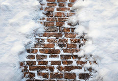 Kate Winter White Snow Red Brick Path Floor Printed Backdrop Designed by Kate Image