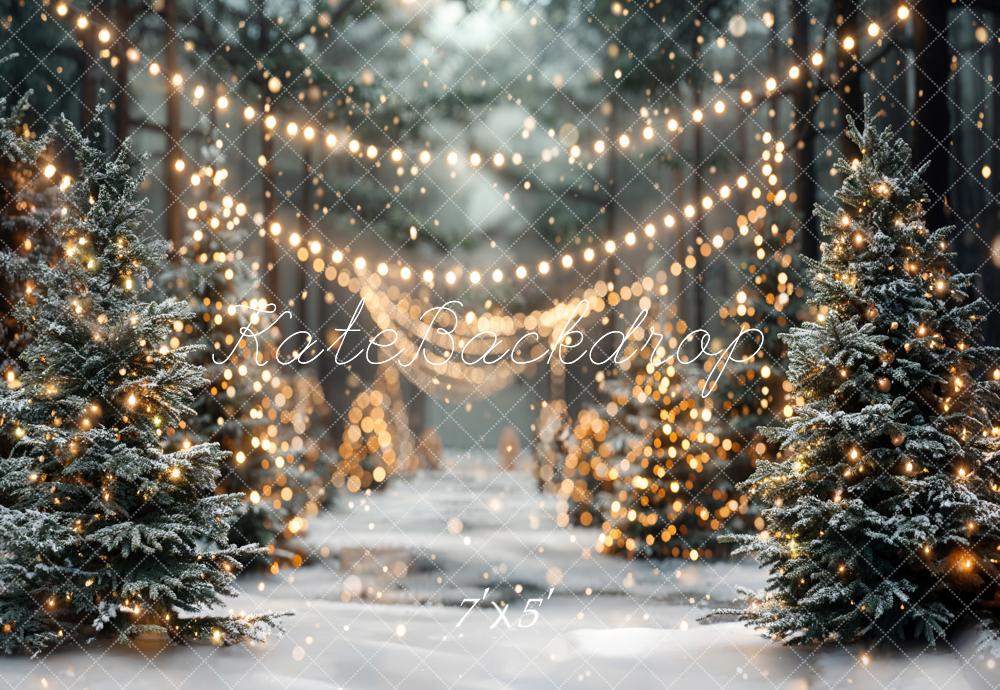 Fondo de bosque exterior de Navidad de invierno blanco diseñado por Emetselch