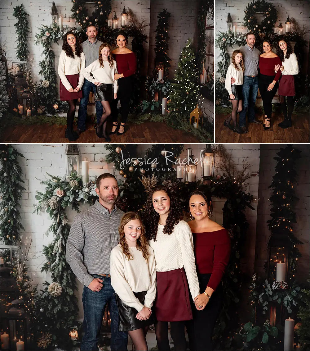 Fondo de chimenea interior blanca para Navidad en invierno diseñado por Emetselch