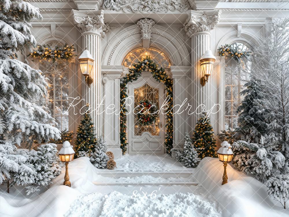 Kate Christmas Vintage Grand White Marble Arch Door Backdrop Designed by Emetselch