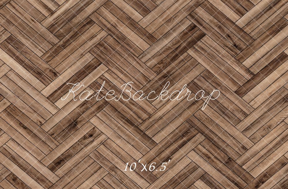 Kate Brown Herringbone Wood Texture Floor Backdrop Designed by Kate Image