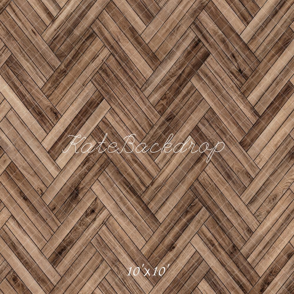 Kate Brown Herringbone Wood Texture Floor Backdrop Designed by Kate Image